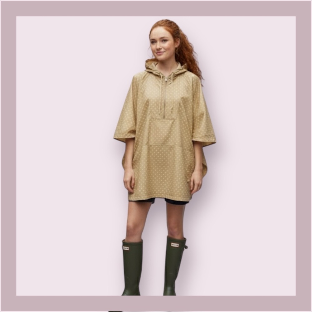 Thomas Sires Beige Polka Dot Hooded Windbreaker Size S